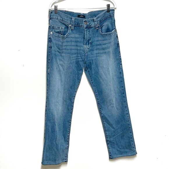 True Religion Ricky Relaxed Straight Leg Light Wash Mens Jeans Sz 33 - Picture 1 of 7